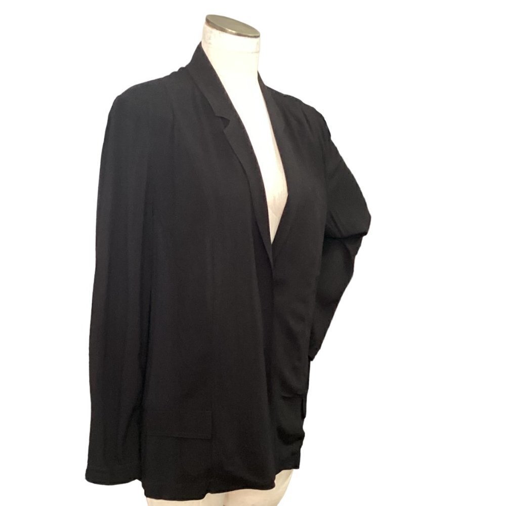 Chico's Relaxed Boyfriend Blazer Jacket Sz 3 (XL/16) Black‎ #183H